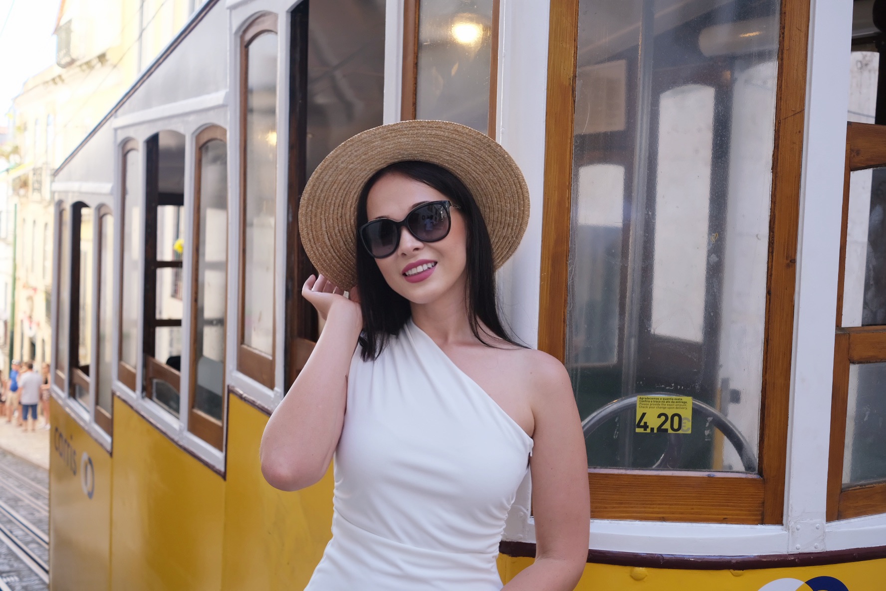 Karolina with Lisbon Tram